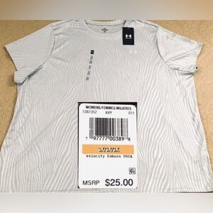 NEW..WOMEN 3X PLUS SIZE UNDER ARMOUR VELOCITY WAVE EMB SS TEE (GRAY)